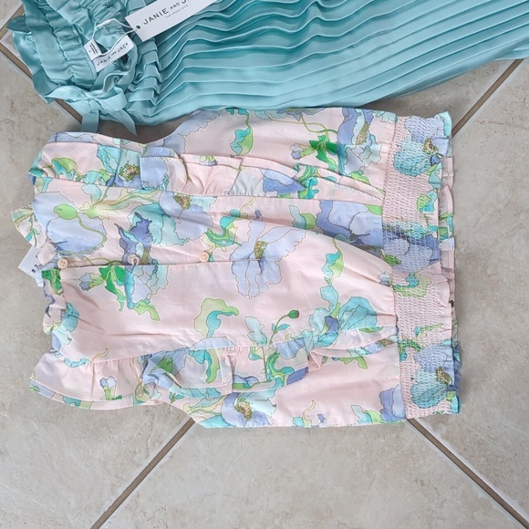 Pink Floral Top and Pleated Bubble Aqua Pant Set Janie And Jack Size 7 NWT - Picture 5 of 10